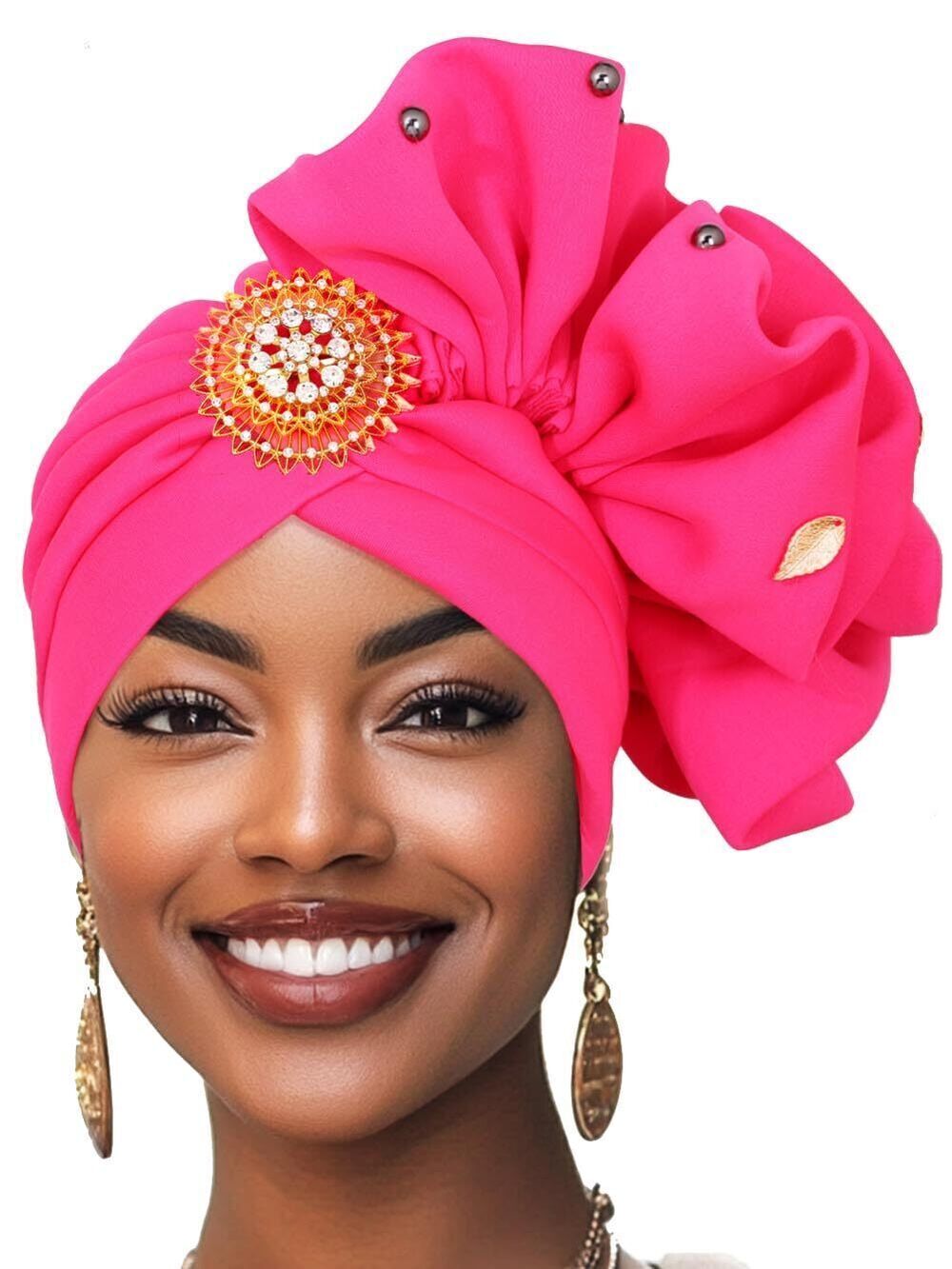 7611 African Head Wraps Yellow Turban Pretied Headdress US, Alpha, One